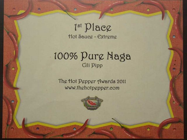 Hot sauce 100% Pure Naga - 1st. place