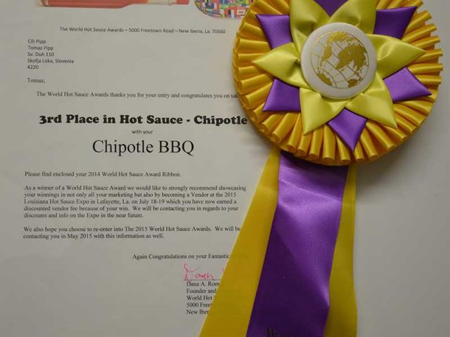 Pekoča omaka Chipotle BBQ - nagrada za 3. mesto